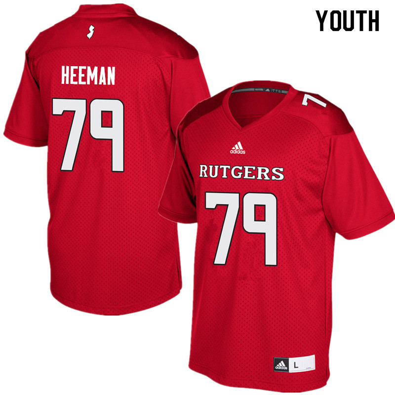 Youth #79 Zack Heeman Rutgers Scarlet Knights College Football Jerseys Sale-Red - Click Image to Close